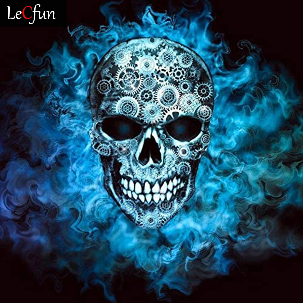 

LeCfun 5D алмазная живопись, Хэллоуин, череп по номерам, наборы, полное сверление Стразы, Алмазное искусство, вышивка крестиком, домашний декор