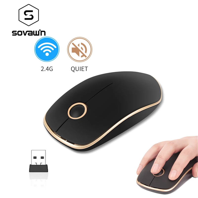 Беспроводная Bluetooth-мышь Sovawin 2 4G 1600 DPI Bluetooth Бесшумная мини-мышь для офиса ноутбука