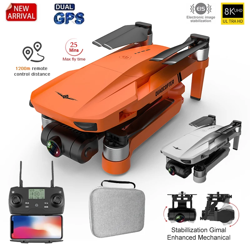 

2021 New GPS Drone 4k Profesional 8K HD Camera 2-Axis Gimbal Anti-Shake Aerial Photography Brushless Foldable Quadcopter 1.2km