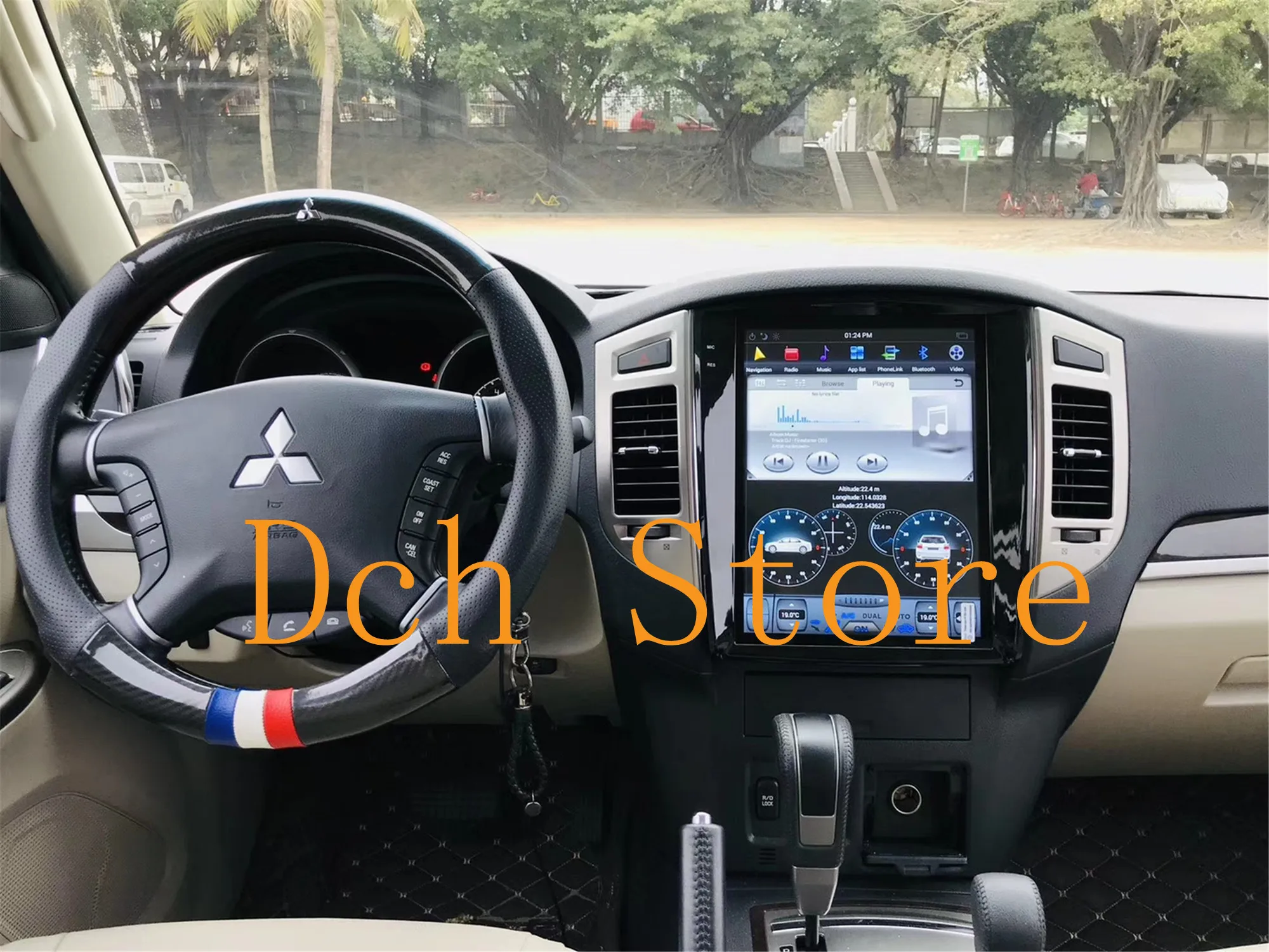 Автомобильный DVD плеер с GPS плеером 12 1 ''Tesla Style Android 9 0 PX6 CARPLAY для MITSUBISHI pajero V97 V93 V98