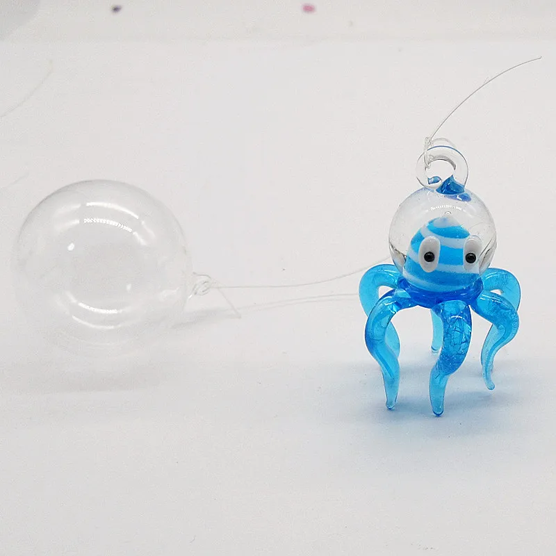 Aquarium handmade Floating Glass Bubble octopus miniature figurine Fish Tank Landscape Ornament Decoration marine animal Pendant | Дом и сад