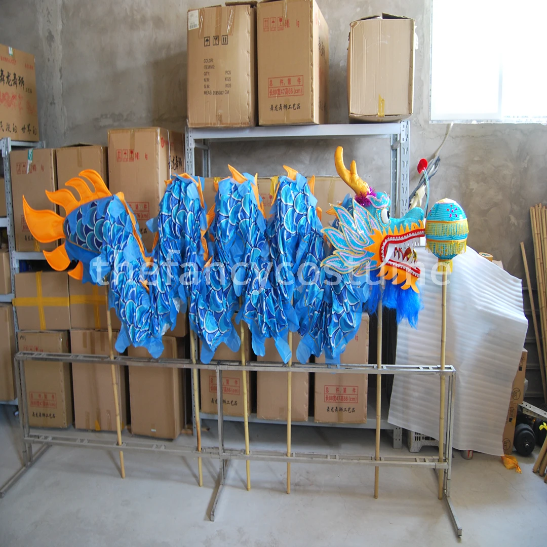 

Blue 10m Length Size 4 silk print fabric Christmas DRAGON DANCE ORIGINAL Dragon Chinese Folk Festival Celebration Costume