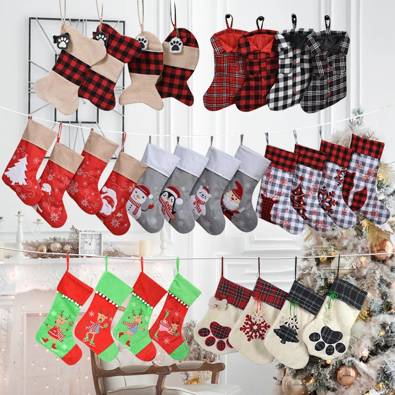 

Large Christmas Stockings Christmas Decorations Fireplace Hanging Stockings for Family Decoration Holiday Season Party Decor