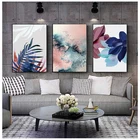 Лист Wall Art Абстрактная акварель фотографии холст картина розовое Декор тропический Плакаты и принты настенные картины