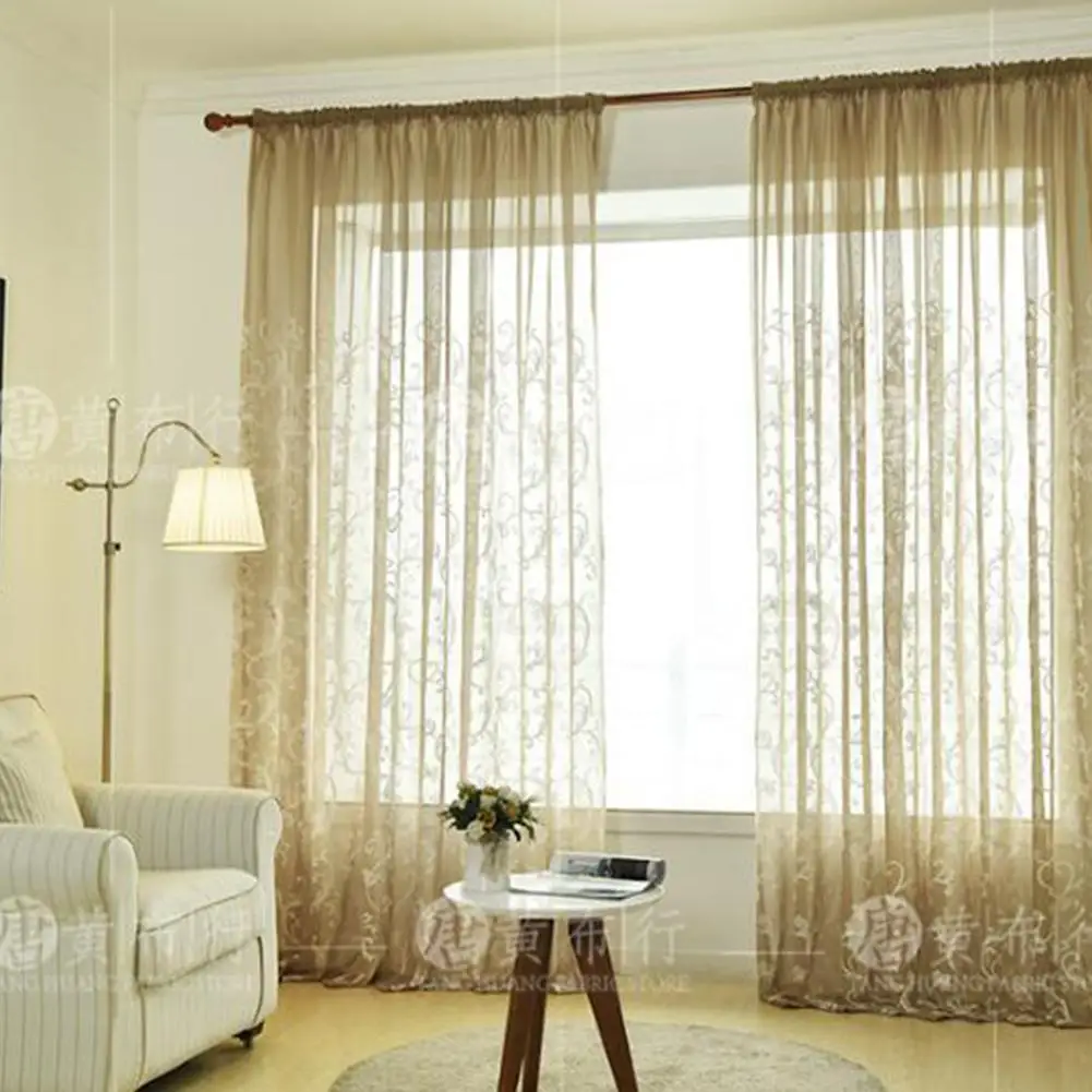 

Polyester Fiber Floral Embroidery Curtain Gauze 1*2.5m Cloth Household Decoration