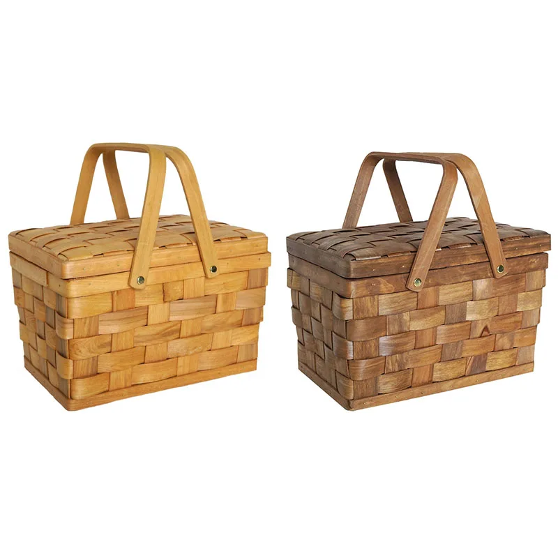 

France Style Picnic Basket Bread Baskets Hiking Storage Box Cake Table Decorating Food Photography Hand