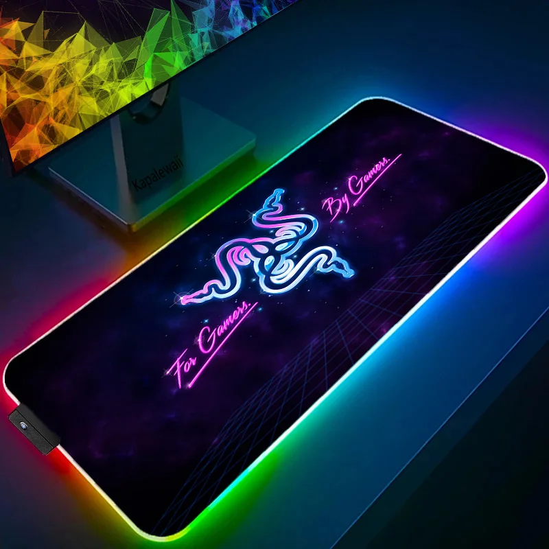 led light desk mat xxl computer mousepad razer 80x30 90x40cm backlight keyboard cover table mause gaming mouse pad rgb carpet free global shipping
