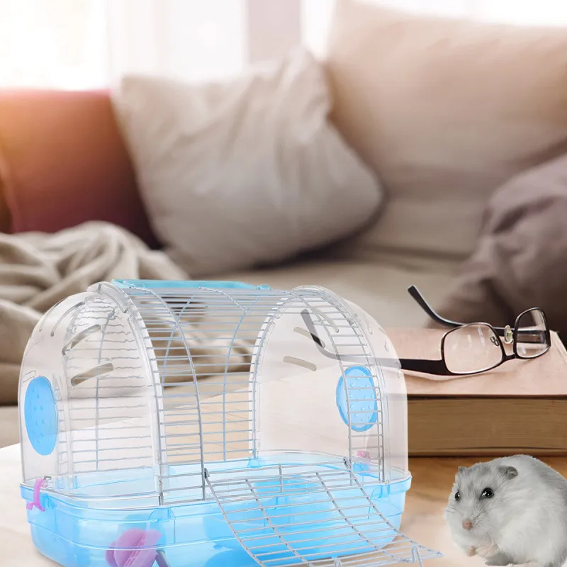 

Pets Bingo 32*21 cm Portable Pet Cage Transparent Hamster House Multifunction Hamster Cage for Hamster Guinea Pig Parrot Bunny
