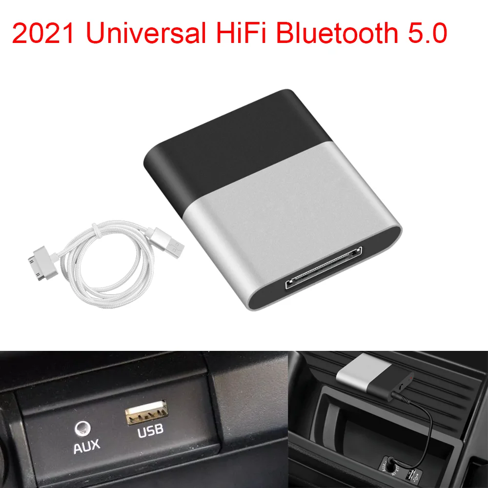 

Universal Bluetooth 5.0 Car Kit Music Receiver Module for 30 pin iPod Interface AUX Adapter For Hyundai Toyota Nissan Mazda Opel