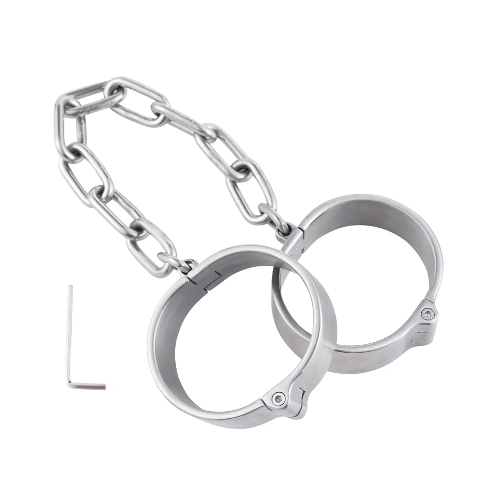 

1 Pair Stainless Steel BDSM Bondage Male Handcuff Wrist Metal Ankle Cuffs Binding Bolt Lock Gay Fetish Slave Restraints Sex Toys