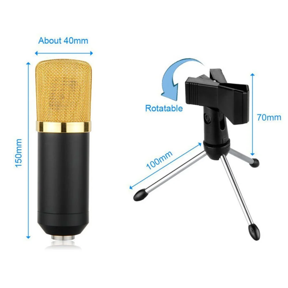 

Wired Microphone USB Condenser Studio Chatting Singing Recording Mic with Stand