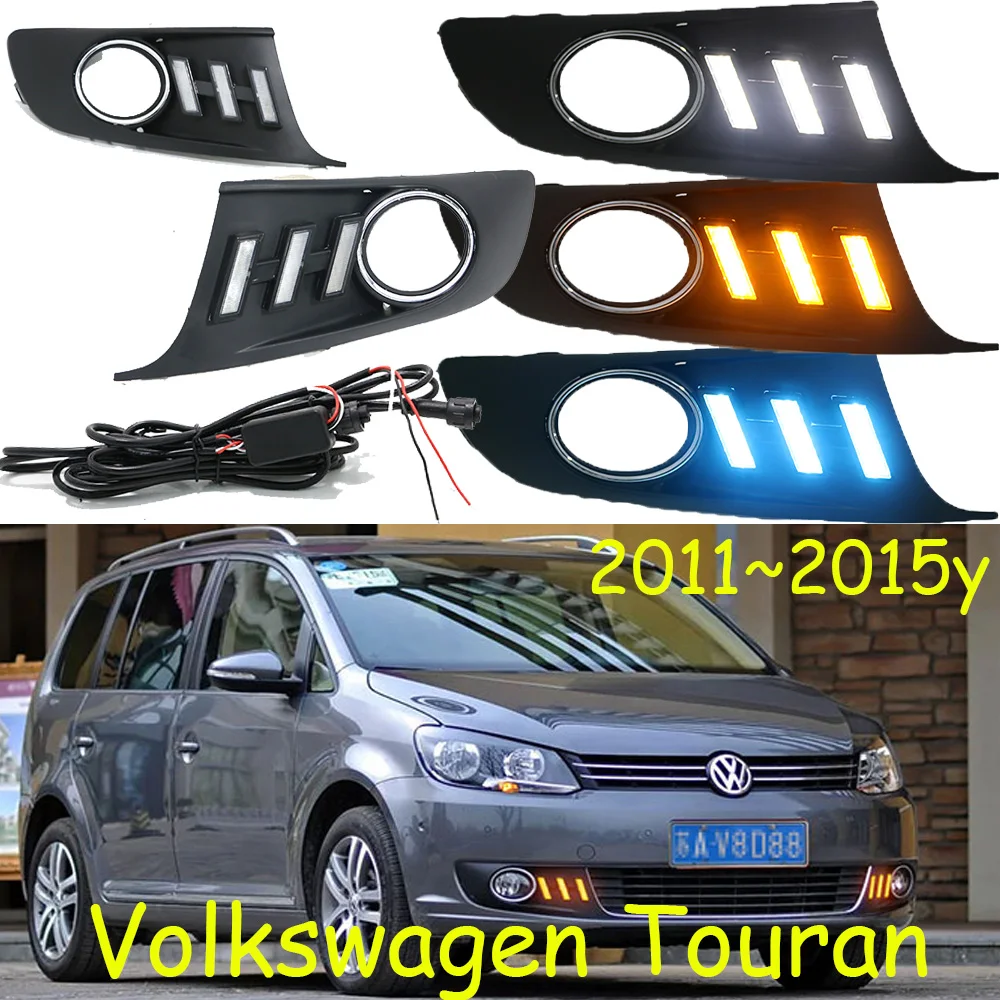 

Автомобильный бампер фары для Volkswagen Touran дневные огни 2011 ~ 2015y DRL автомобильные аксессуары светодиодный ные фары для VW Touran противотумансветильник
