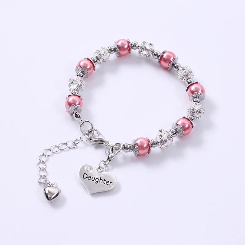 2 шт. детский браслет с жемчугом и сердечком для дочери модный Рождественский 2020