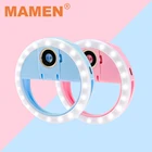 Кольцевой мини-светильник MAMEN для телефона, светодиодный светильник для селфи с объективом для Huawei, Xiaomi, смартфона, макияжа, YouTube, фото