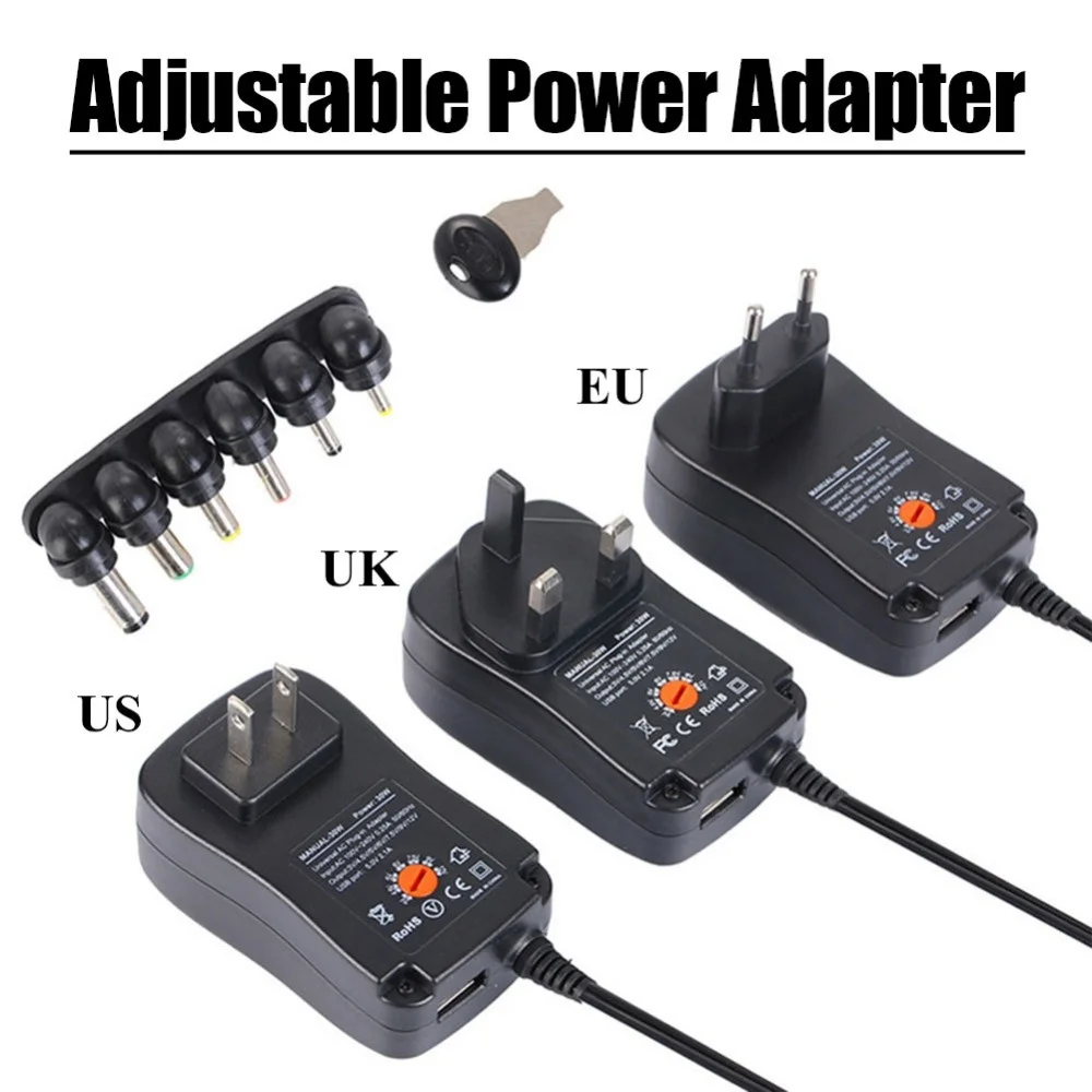 NEW 30W Multi-Function Adjustable Voltage Power Supply Adapter 3V-12V US UK EU Plug for Walkie Talkie/TV Box/CCTV/Camera/VCD DVD |