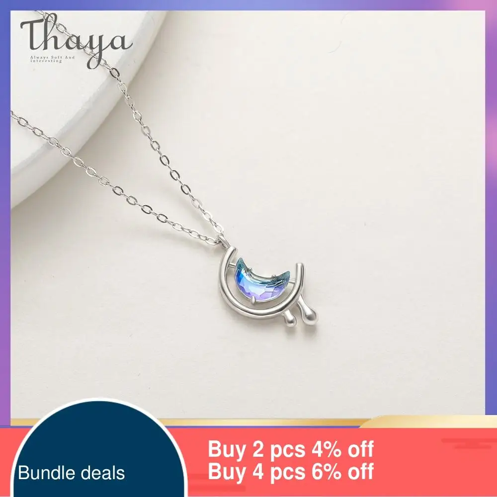 Ожерелье женское из серебра 925 пробы с синей луной | Украшения и аксессуары