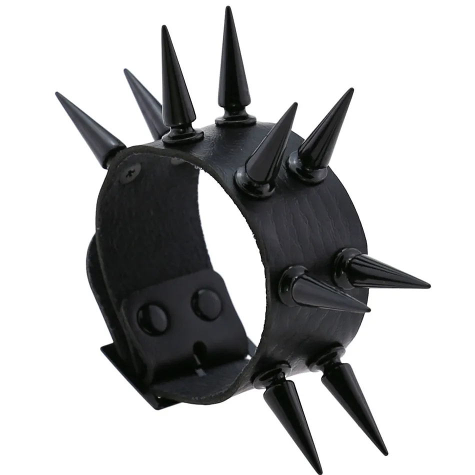 DIEZI готика Харадзюку черный браслет с заклепками из искусственной кожи для