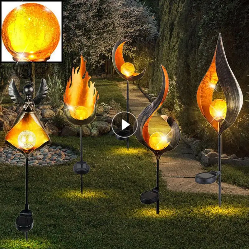 

Solar LED Flame Light Retro Iron Garden Lawn Lamp Outdoor Garden Landscape Decor Lighting Flame Solar Lights Household Products