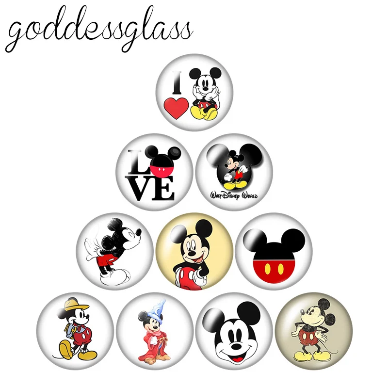 Disney Микки Маус милый мультфильм 10 шт. 12 мм/18 мм/20 мм/25 мм круглый фото стекло