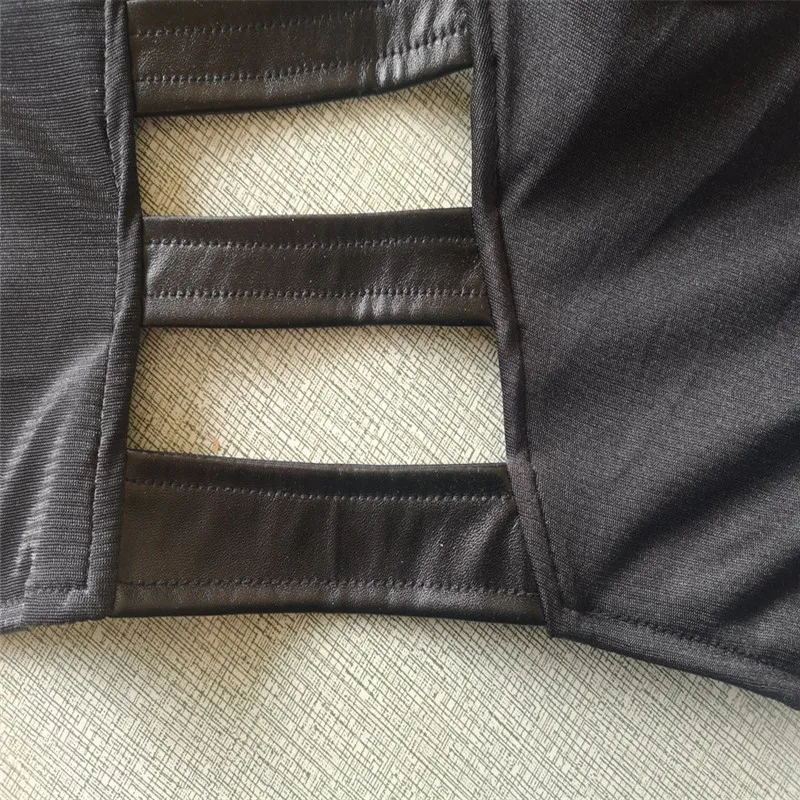 

Sexy Leather Bustiers Waist Trainer Strap Corset Tops Women Steampunk Wear Outside Bras Club Solid Black Cropped Vest