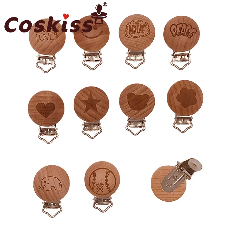 Coskiss-sujetadores de madera para chupete de beb&eacute;, accesorios de Metal para chupete infantil, herramienta de bricolaje, mordedor para beb&eacute;-0