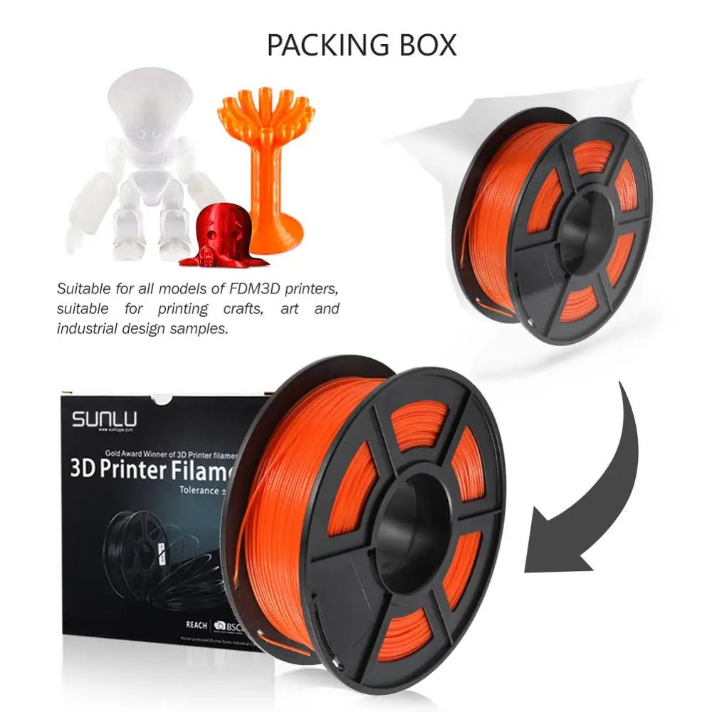 SUNLU 3d принтер Филамент PETG Оранжевый 1,75 мм 1 кг/2.2LBS с катушкой материал пластик нить PETG Лидер продаж