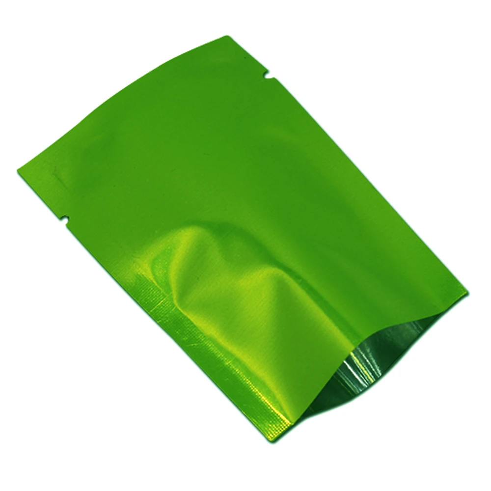 

1000Pcs Smooth Green Flat Top Aluminum Foil Tear Notch Package Bag Heat Sealing Storage Bag Crafts Beans Grains Dried Flower