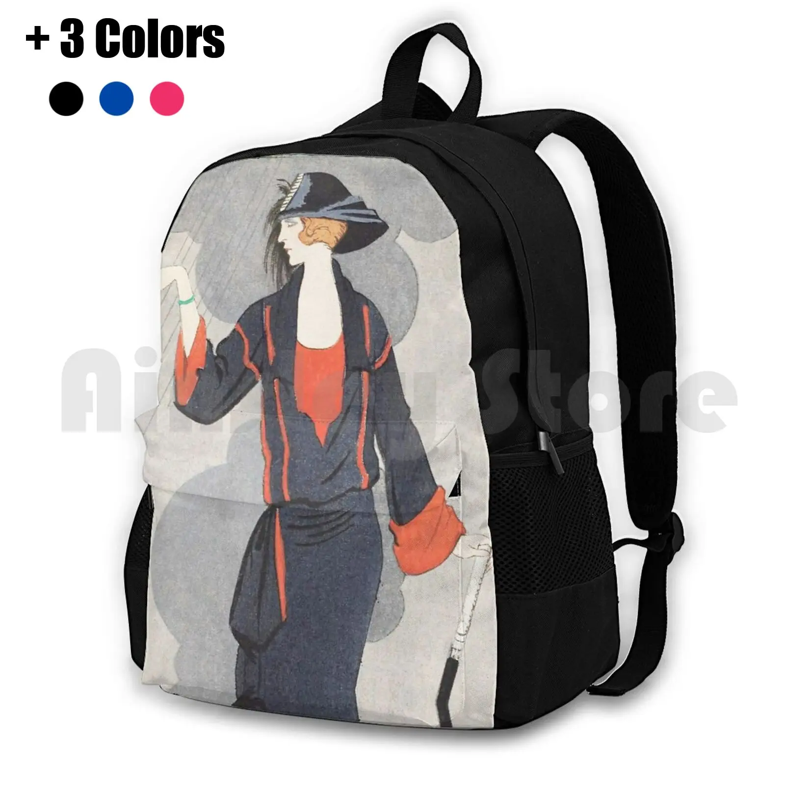 

Vintage George 1922 Art Deco Fine Art Outdoor Hiking Backpack Riding Climbing Sports Bag Vintage Art Fashion Fashion Art