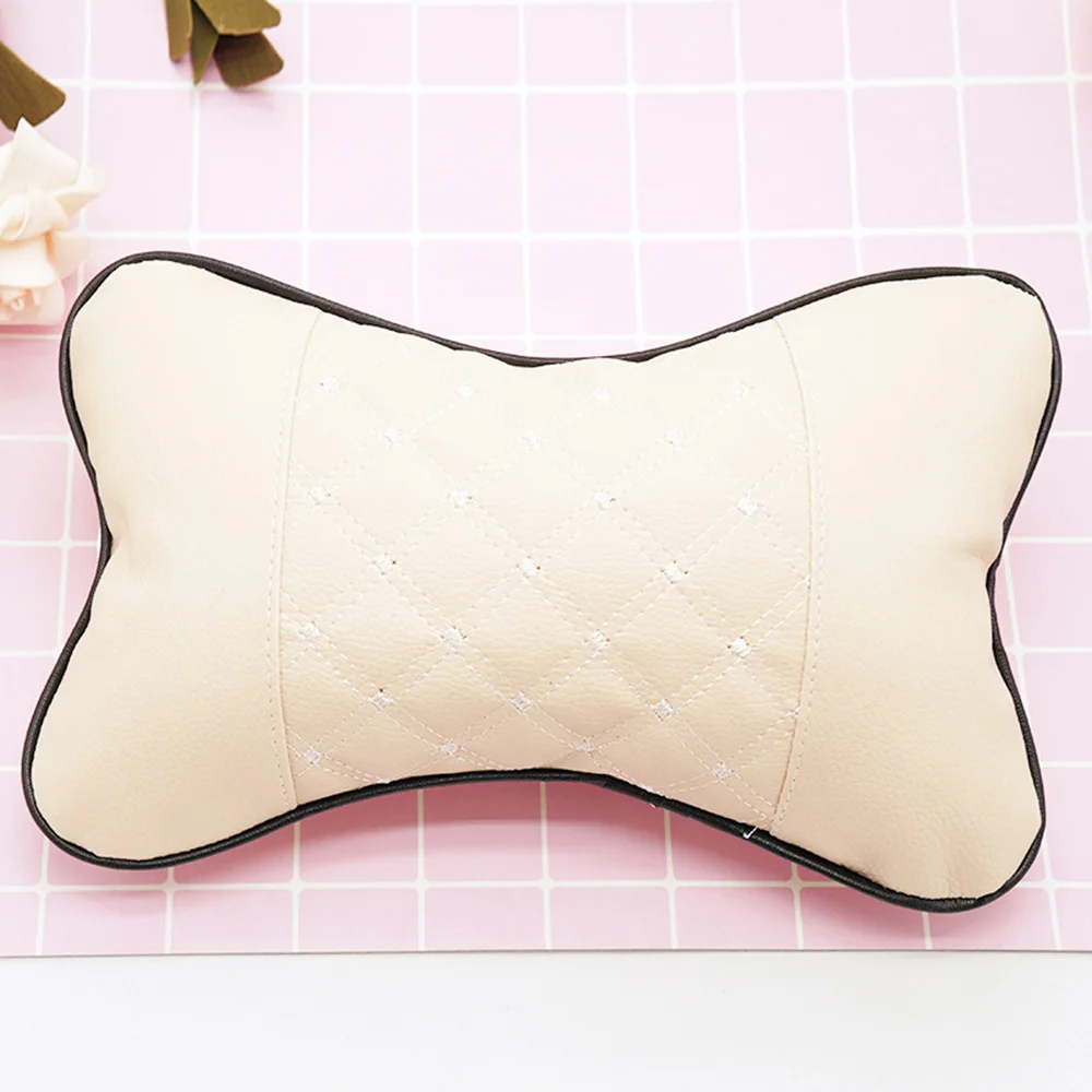 beige and white 1 шт., кожаный дышащий сетчатый Автомобильный подголовник для отдыха, подушка, подушка, новая Автомобильная подушка для головы, мягкое сиденье, аксессуары - Цвет: beige and white