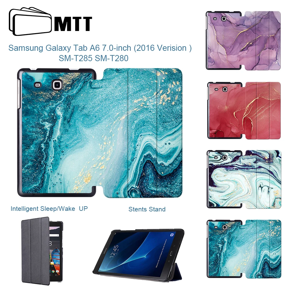 MTT чехол для планшета для samsung Galaxy Tab A A6 7 ''SM-T280 SM-T285 T280 T285 мраморная текстура тонкий чехол из искусственной кожи с откидной крышкой