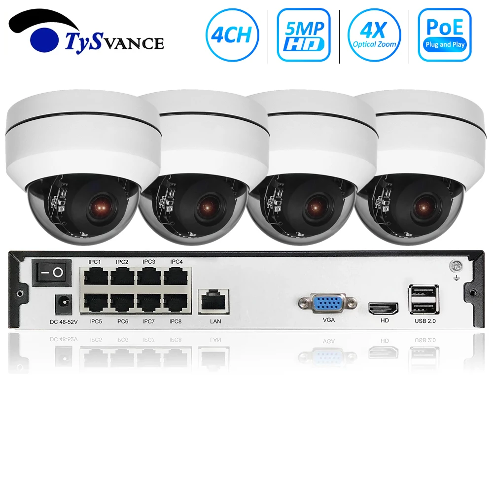 4ch 5MP 2MP POE PTZ система Комплект H.265 CCTV безопасности 8ch NVR Крытый 4X оптический зум