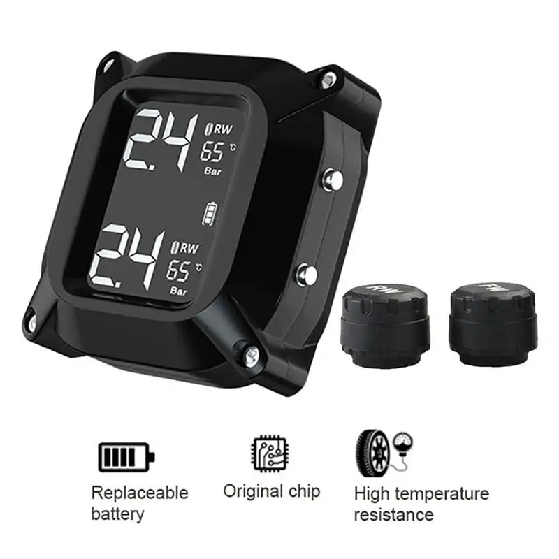 

M6 Motorcycle TPMS Moto Tire Pressure Monitoring System with External Sensors Solar Waterproof TMPS