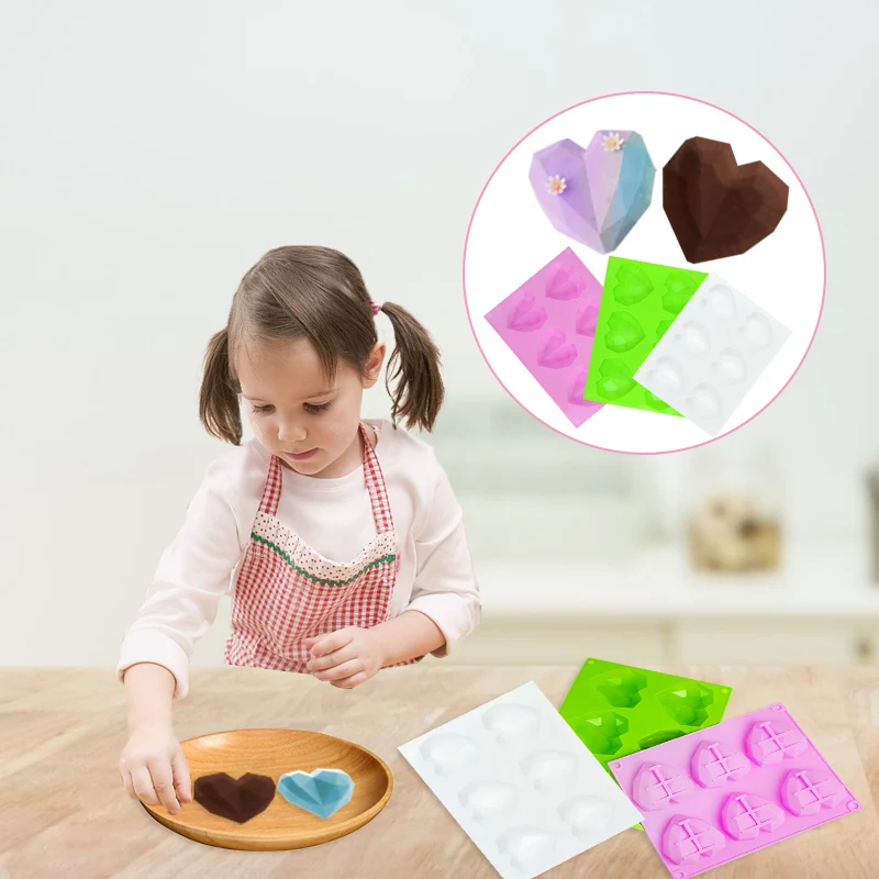 

New 3D Silicone Heart Cake Mold Cake Dessert Decoration Props Cake Chocolate Baking Mold Modelling Decor Popsicle Mold