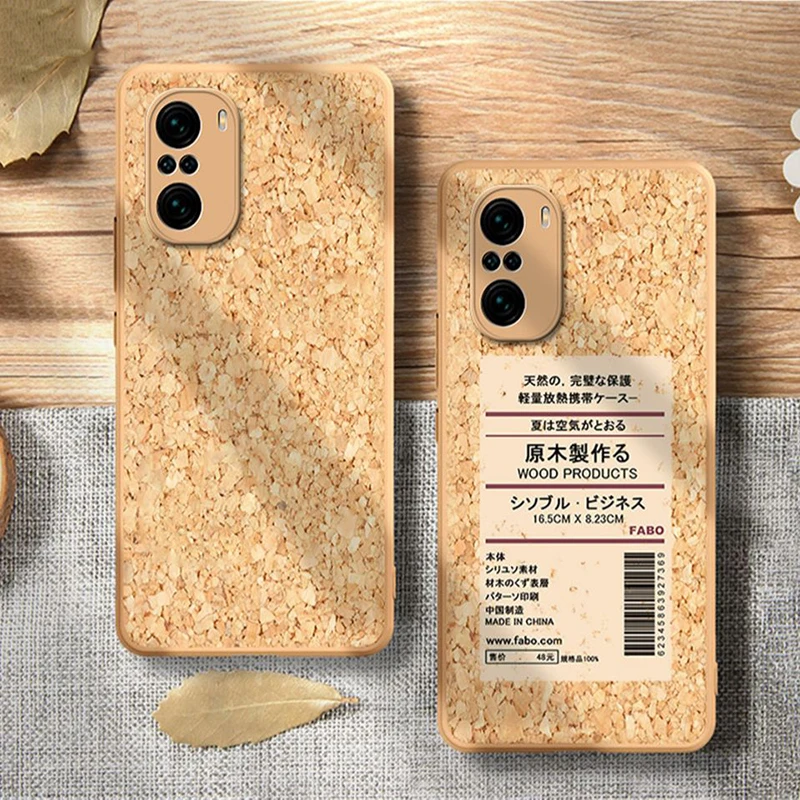luxury cork wooden phone case for xiaomi redmi note 10 10s pro max mi 11 10 pro ultra poco f3 heat dissipation soft back cover free global shipping