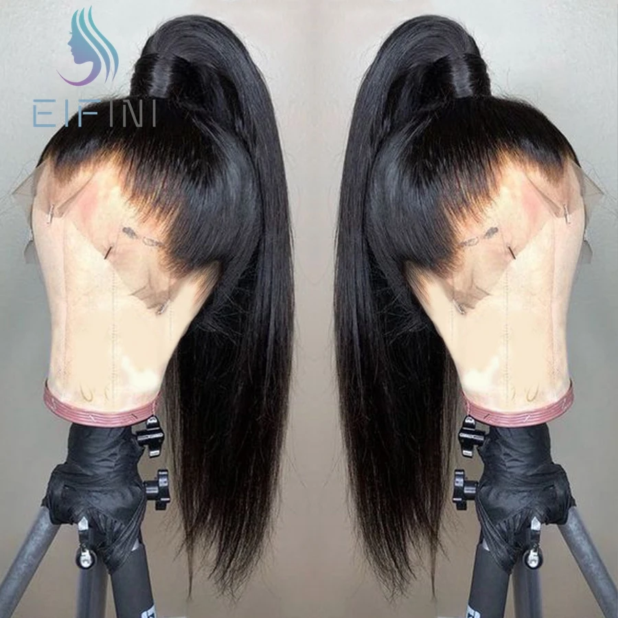 Silky Straight 360 Lace Frontal Human Hair Wigs Bleached Knots 150% Density Malaysian Remy Pre Plucked For Black Women |