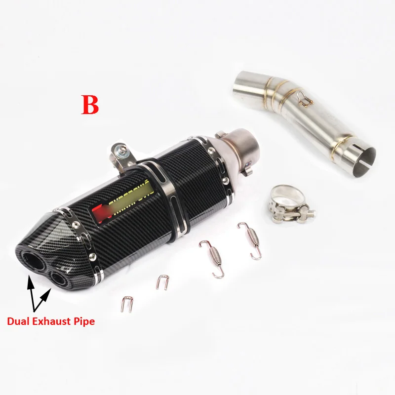 B Слипоны CB500 CB500X CB500F мотоциклетные выхлопные трубы с двойным наконечником среднего звенья трубы для Honda CBR500 CB500X CB500F - Цвет: B