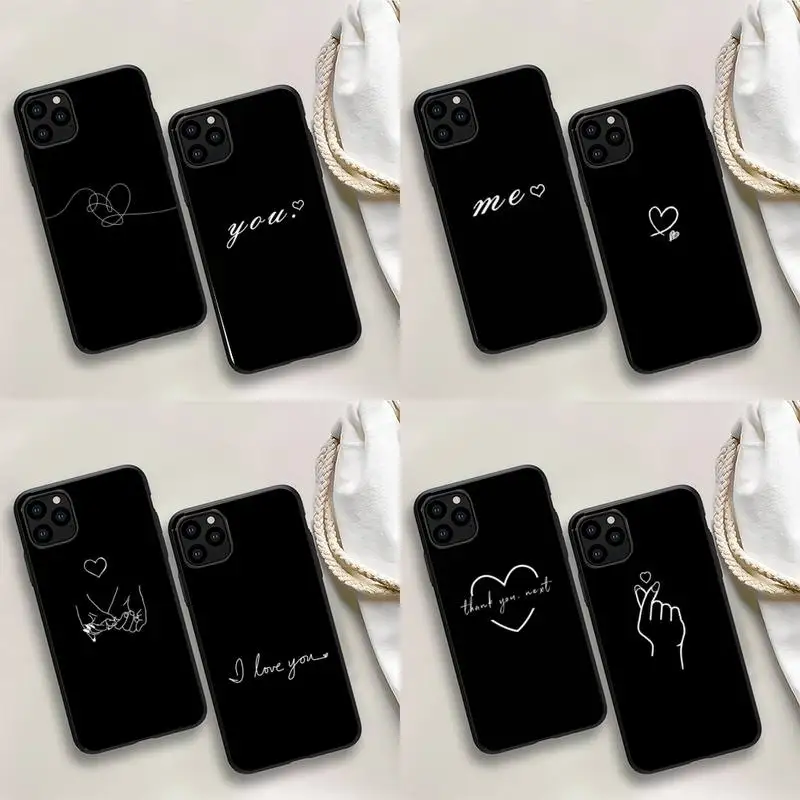 

Black White Artistic Abstract Line Love Phone Case For iPhone 13 12 mini 11 Pro max 8 7 6S Plus X XS 5S SE 2020 XR Capa