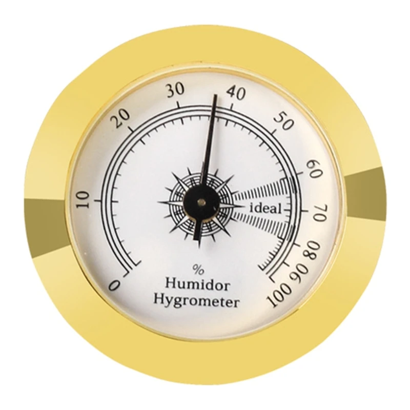 

Mechanical Cigar Hygrometer Precision Gold Round Analog Hygrometer Household