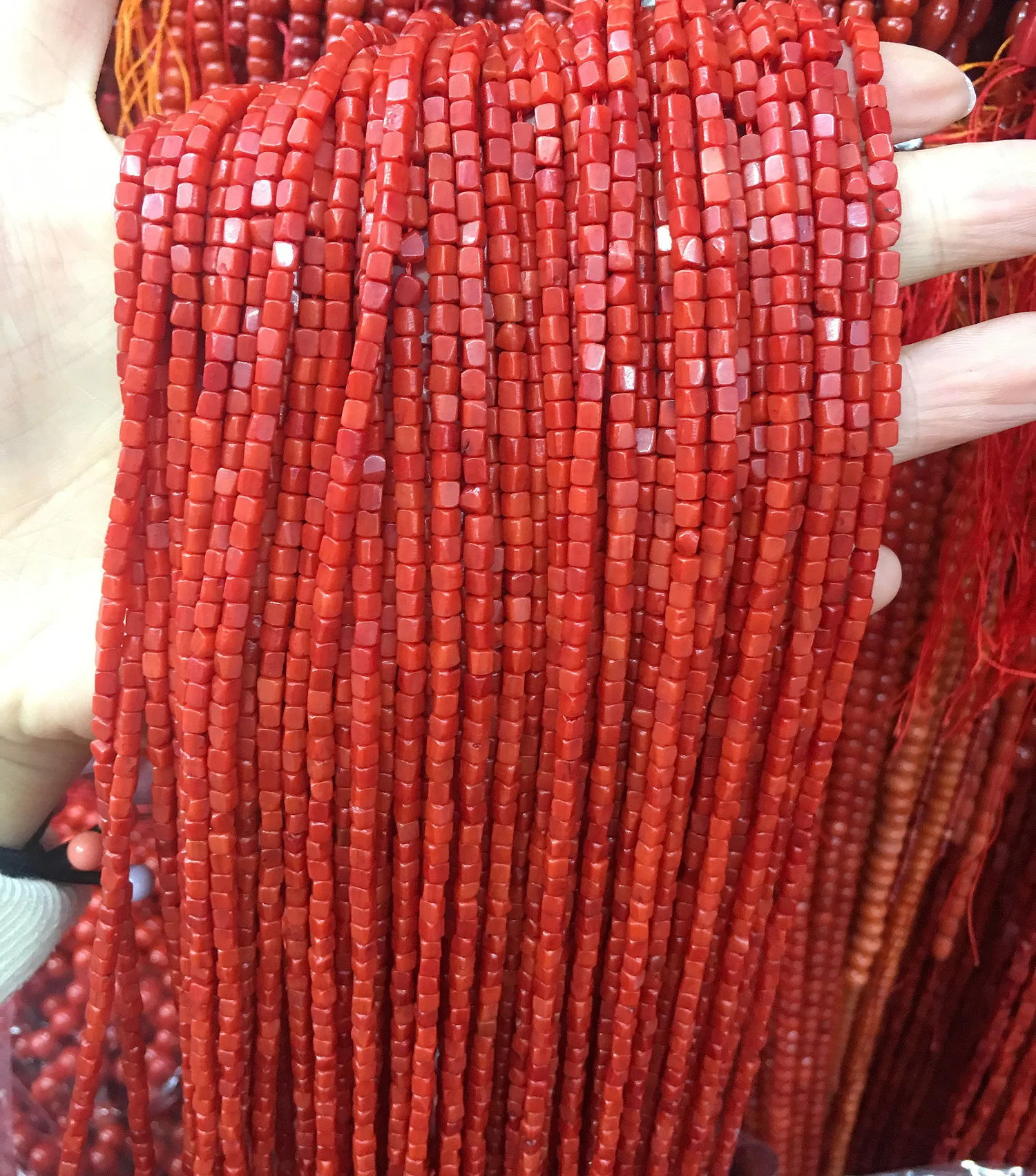 1 нить красный цвет квадратная форма коралловые бусины россыпью продаются на