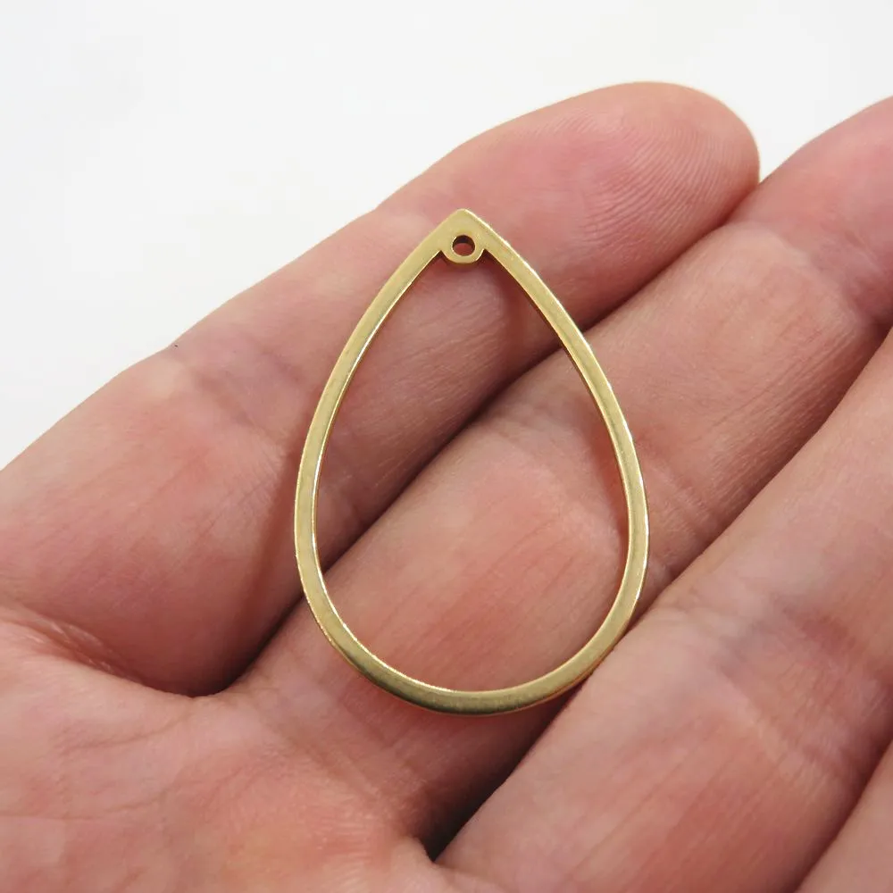 

22mm*33mm Gold-color Stainless Steel Water Drop Charm Pendant DIY Jewelry Earrings Accessories