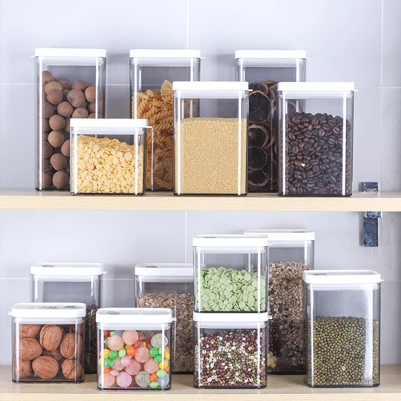 

Sealed Tank Grain Storage Box Transparent Kitchen Food Container Plastic Household Snack Bottle Moisture-proof Storage Jar