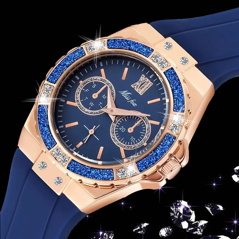 

2021 Watches Women Waterproof Chronograph Quartz Wristwatch Woman Hot Fashion Ladies Sports Watches Bling Diamond Female Clock