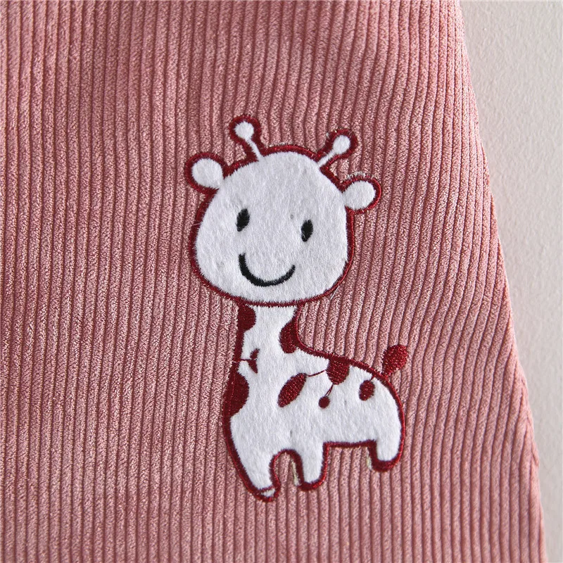 Платье для маленьких девочек весенне осенняя одежда с мультяшным жирафом белые