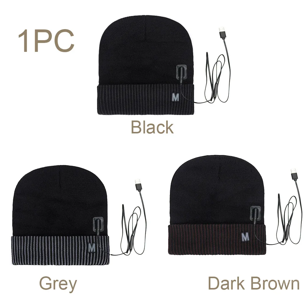 

Men Women Climbing USB Charging Knitted Winter Warm Hiking Fast Heating Heated Hat Outdoor Sports Riding Skiing Fishing Cycling