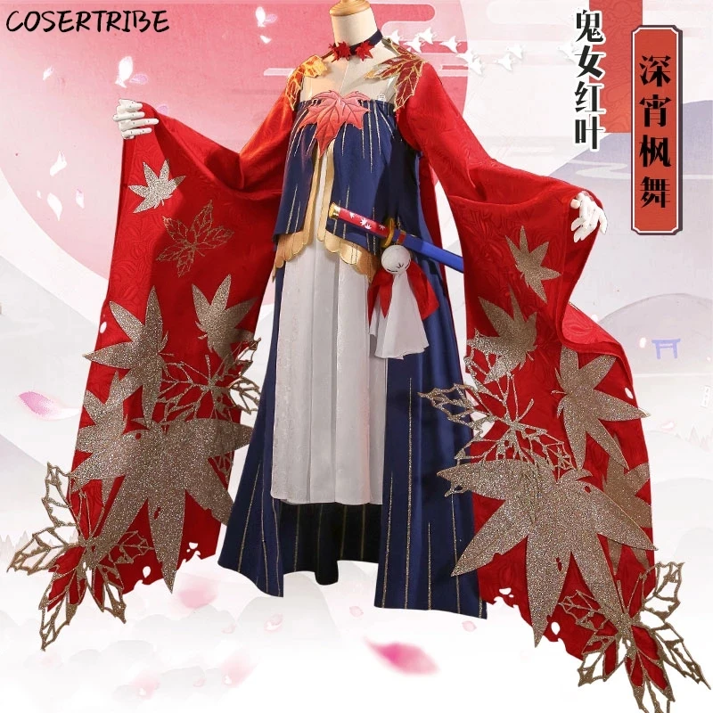 

Anime Onmyoji Ghost Momiji Japanese Kimono Dress Uniform Cosplay Costume Full Set For Women Halloween Free Shipping New 2019