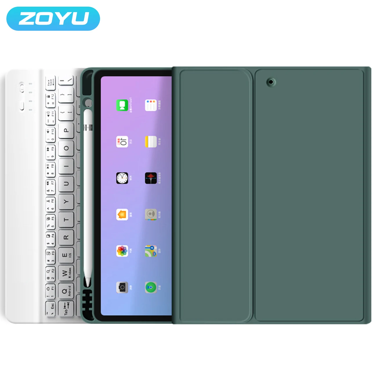 

Чехол ZOYU для iPad 56-го поколения с клавиатурой, съемная Bluetooth-клавиатура с держателем для карандашей, для планшета iPad 9,7 дюйма 2017/2018