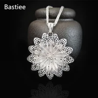 bastiee 999 sterling silver pendant necklace chakra women flower silver charms fashion pendants ethnic handmade hmong jewelry
