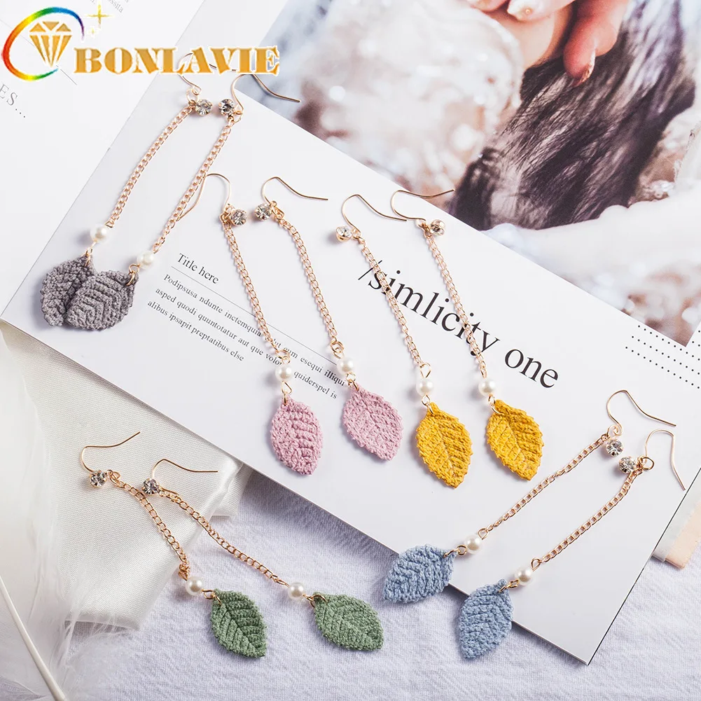 Горячая многоцветный лист форма кристалл серьги длинный Фонд темперамент