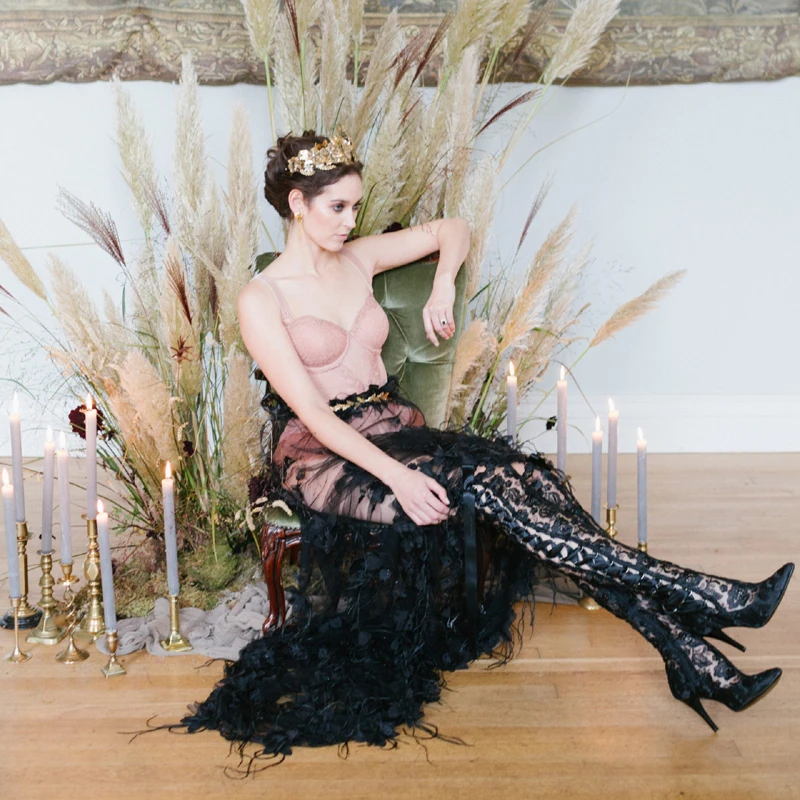 Новинка белые сапоги до колена Свадебная обувь свадебные туфли на шнуровке с