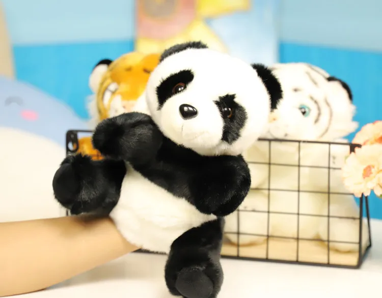 

simulation Animal panda Hand Puppet tiger Dolls Plush Hand Doll early education Learning Toys children Puppets for telling story